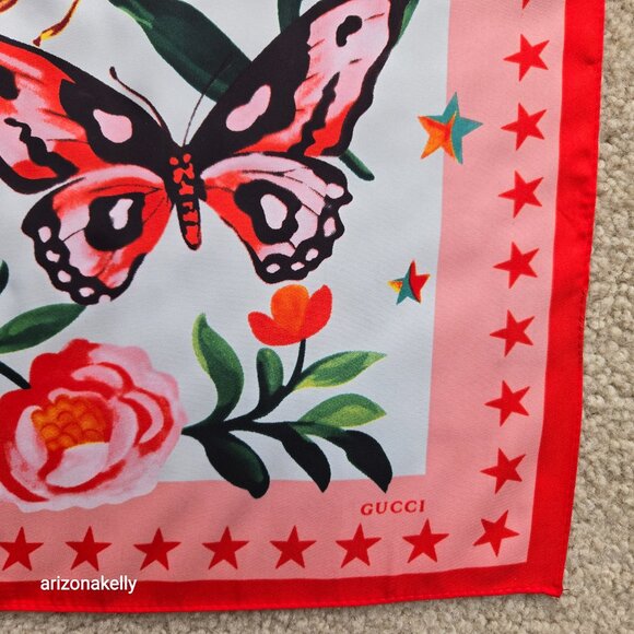 Gucci Silk Scarf Pink L'Aveugle Par Amour Garden Silk Scarf - Picture 2 of 12